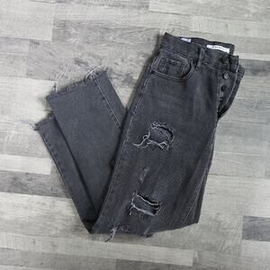 Pacsun • High Rise Straight Distressed Black Jeans, Size 24